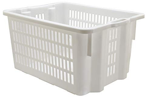 Mobil Plastic cesta per pane - cassa traforata in plastica per alimenti sovrapponibile e impilabile 50 litri con manici - colore bianco neutro