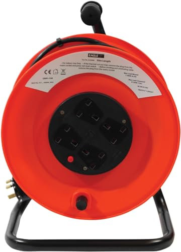 Eagle 4 Gang Extension Reeler with Stand in Red and Black (50 Metre)