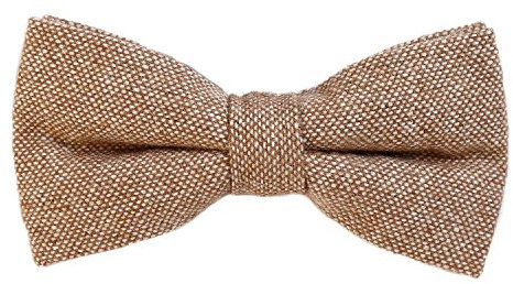 DonDon Herren Fliege 12 x 6 cm Baumwolle gebunden und längenverstellbar hellbraun weiß