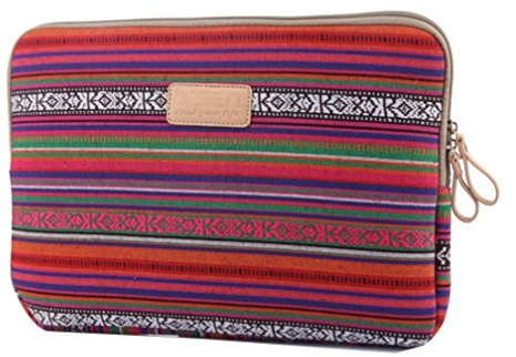 LaoZan Bohême Housse pour Ordinateur Sac de sacoche Portable Protection pour Laptop Ultrabook Netbook 7 Rouge foncé argent
