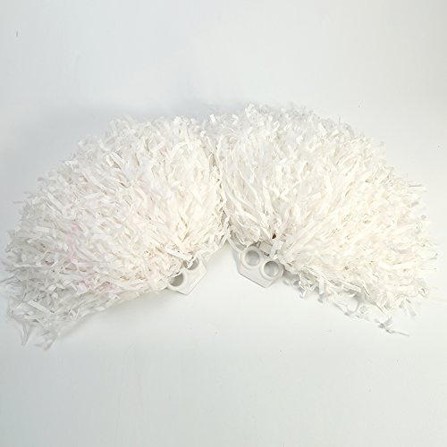 Tbest Cheerleading Pompons Poms, 4 Stück Cheerleader Pom Poms Pompoms Blume Ring Pom Poms Modische Cheer Kostüm Zubehör für Party Dance Sports(Weiß)
