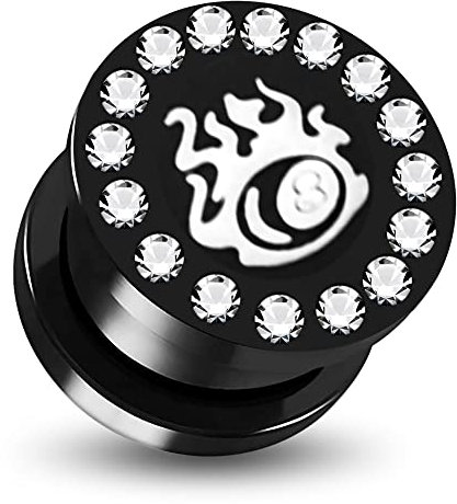 Monster Piercing 12 MM Multi Kristall Stein rund um Laser Schneiden brennenden Nr. 8 Logo schwarz Acryl Ohr Messgerät Flesh Tunnel