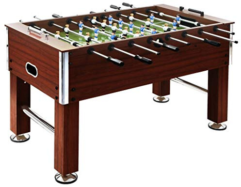 Festnight Futbolín de Acero para Competiciones Individuales o Juegos de Grupo, 60 kg 140x74,5x87,5 cm Marrón
