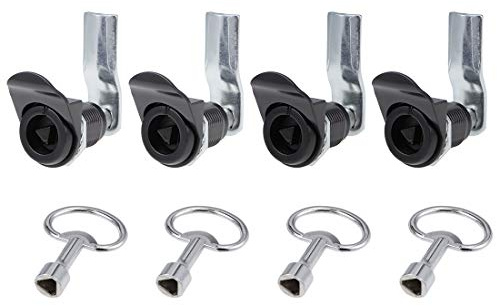 sourcing map Triangle Cam Lock 32mm Cylinder Length Fits Up to 3/8-inch Thick Panel Black 4Pcs