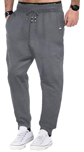 Tansozer Jogginghose Herren Baumwolle Sommer Dünn Lang mit Reißverschluss Taschen Grau XXL
