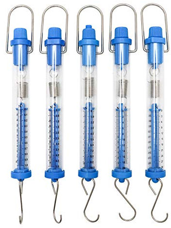 QWORK® - Dinamometro, bilance a molla, per l'esperimento di laboratorio di fisica, Set di 5, 1N, 5N, 10N, 20N, 30N