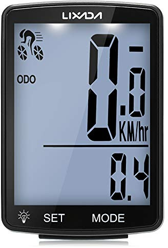 Lixada Computadora de Bicicleta Inalámbrica Multifunción Pantalla LCD Odómetro de Bicicleta de Montaña IPX6 Impermeable Temperatura Medible Cronómetro Accesorios para Montar