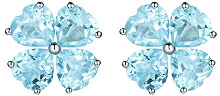 Hjärta damer örhängen lyckobringare Lucky clover örhängen silver 925 örhängen månadssten örhängen fyrklöver hjärtformade smycken damer gåvor för kvinnor, Sterlingsilver, Akvamarin