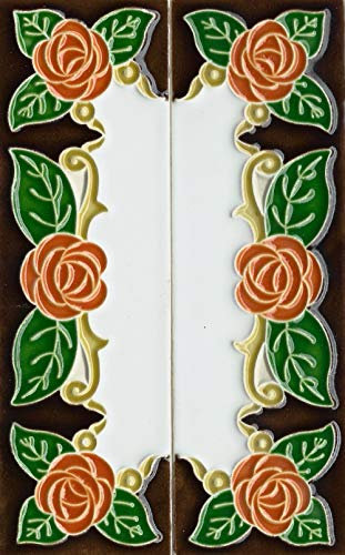 Keramikfliesen mit Zahlen und Buchstaben in Rosenform, handgefertigt, 10 x 3,4 cm, 2 Stück