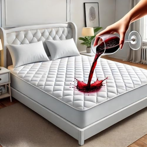 PLANETOID Quilted Waterproof Mattress Protector Super King with Extra Deep Fitted Sheet protects against Anti Allergy perfect Breathable Mattress bed sheet Protectors Pad Covers (182 x 200 + 40cm)