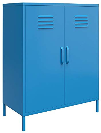 DHP Furniture Cache 2 Door Metal Locker Storage Cabinet Blue