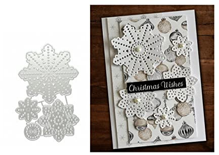 Qoiseys Weihnachten Schneeflocke Stanzschablone Die Stanzen Basteln Prägeschablone, Stanzungen für DIY Scrapbooking Fotoalbum Dekoratives Papier Basteln Prägeschablone