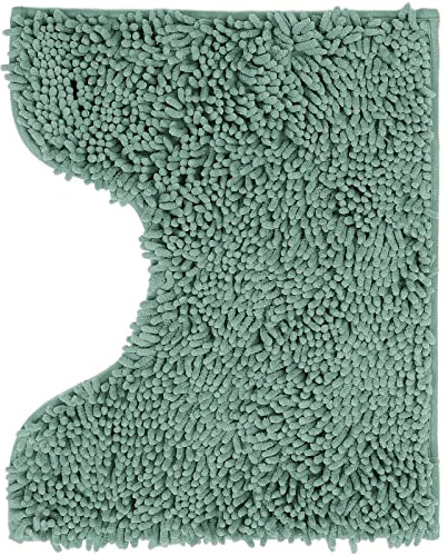 Poligono Tapis de Bain en Microfibre, Tapis Salle de Bain, Tapis de WC Formulaire U 40 x 50 cm, Doux, Antidérapant,Vert d'eau
