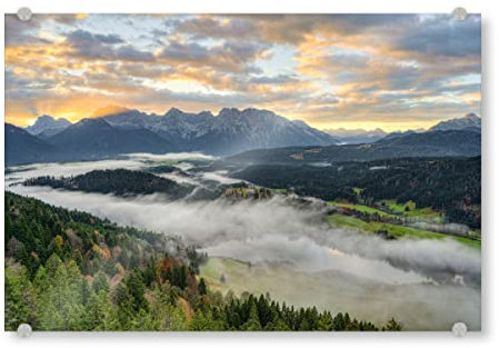 artboxONE Acrylglasbild 60x40 cm Natur Blick ins Karwendelgebirge Bild hinter Acrylglas - Bild geroldsee Bayern Berge