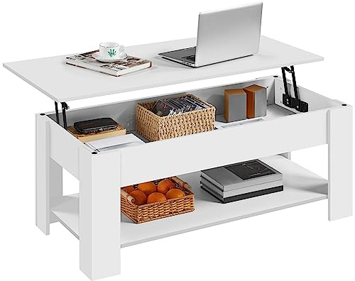 Yaheetech Lift Up Coffee Table 120x60x(49-63.5) cm, White