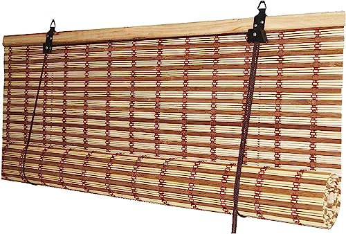 Tapparella Avvolgibile in bamboo a rullo | In listelli di bambù | Tenda da sole oscurante | 100x160-120X250-150x300-200X300 cm (100x160 cm, Marrone Chiaro)
