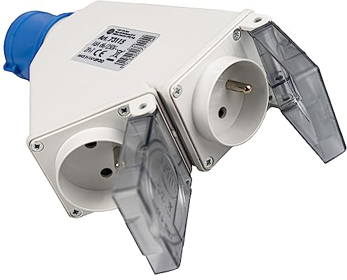 FANTON 73115 Industriell adapterkontakt 2P+T 16 A 200-250 V 6 h IP44 2 franska uttag 2P+T 16 A IP44