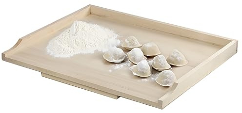 KADAX Nudelbrett, Holzbackbrett aus hochqualitativem Pappelholz, Teigbrett mit Anschlagleisten, Traditionelles Backbrett für Nudeln, Kuchen, Teigtaschen (Einseitig, 40x60cm)
