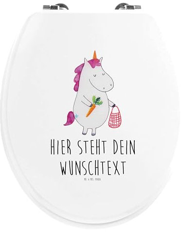 Mr. & Mrs. Panda Personalisierter WC Sitz Motiv Einhorn Gemüse - Personalisierte Geschenke, Toilettensitz, Toilettendeckel mit Namen, Klobrille, Biomarkt, Einhörner, Klodeckel, Wochenmarkt, Unicorn