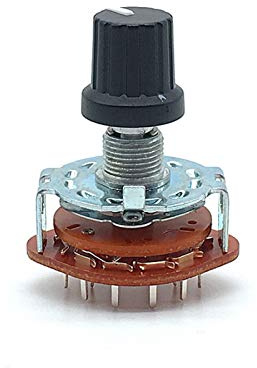 WEITOL Encoder rotativo RS25 Albero Montaggio a Pannello 1P12T Selettore Interruttore rotativo 1 Polo 12 Posizioni 20MM Albero Prugna (Color : with Knob)