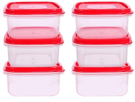 HOMESHOPA Plastic Food Storage Containers, 6 Pack 500ml Square Clear Leakproof Airtight Storage Box, BPA-Free Reusable & Stackable Meal Prep Lunch Boxes, Microwave Freezer & Dishwasher Safe