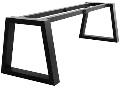 MetaloPro Extreme - Stabile Metall Tischbeine, Schwarz Tischkufen/Tischgestell für Esstisch, Schreibtisch Möbelfüße Beine, Trapez Form, Schwerlast Design für Wohnzimmer und Büro – 220x80x72 cm