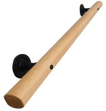Handlauf Holz Treppengeländer Innen Wandhandlauf Handläufe Geländer Wandhandlauf Wand Treppe für Treppen 30-150 cm mit Halterungen (Size : 120cm)