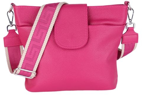 MIRROSI® Umhängetasche Damen, Echtleder, Made in Italy, BOHO Style30x24,50x9cm (BXHXT) viel Stauraum, Handtasche, Brusttasche, Crossbody Bag (1 Tasche & 2 Gurte)