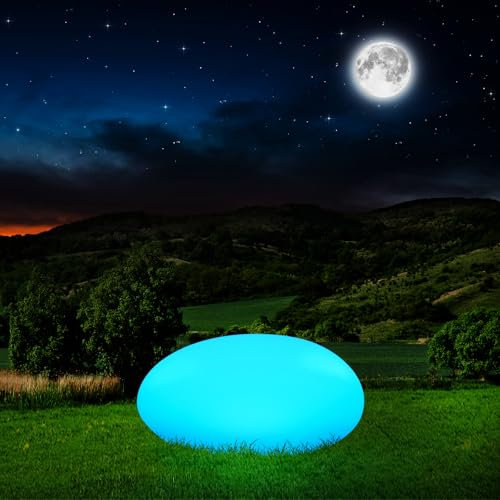 Drcowu Solarlampen für Außen Kugel, solarkugel für außen, Leuchtkugel Garten Solar 16 Farbwechsel, Solar-Deko-Stein Lichter mit Fernbedienung für Rasen Hinterhof Patio Inneren[Energieklasse A]