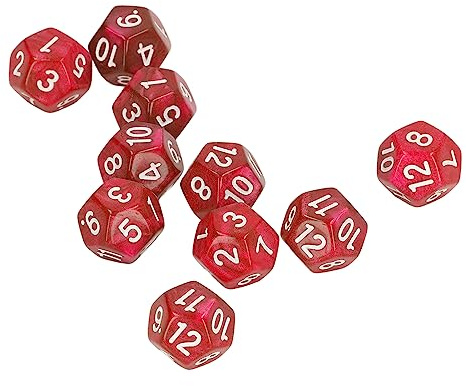 Waterproof Polyester Dice Set, 40 Pcs, 12-Sided Play Teaching (Red)