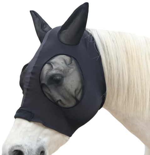 Gallopoff Maschera Antimosche Cavallo, Maschera per Mosche con Protezione per le Orecchie, Comode e Traspiranti, Anti-UV, Cob