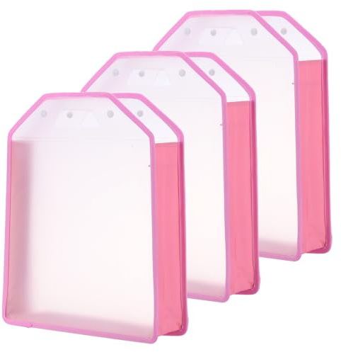 PATIKIL Organisateur De Stockage Papier Scrapbook, 3Pcs Organisateur Incliné Pour Papier Scrapbook 12x12 Stockage Vinyle Avec Poignée Pour Fichier Scrapbook Papier Vinyle Cartonné, Rose