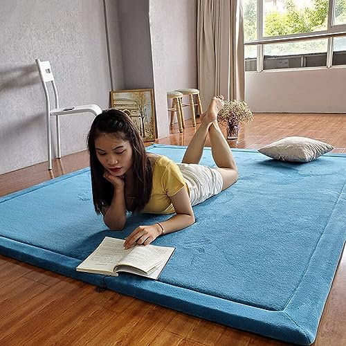 Generisch Grande tappetino in velluto corallo Tatami tappeto antiscivolo ingrandito tappetino da gioco come coperta per gattonare per tappetino da yoga e tappetino per esercizi D 200 x 200 cm