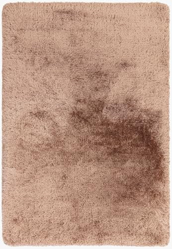 Lord of Rugs Zotteliger Plüsch-Teppich für Wohnzimmer, Schlafzimmer, Hochflor, dick, flauschig, handgefertigt, fusselfrei, seidig schimmernd, glänzend, einfarbig, Hochflor-Teppich, Blush Pink, Größe
