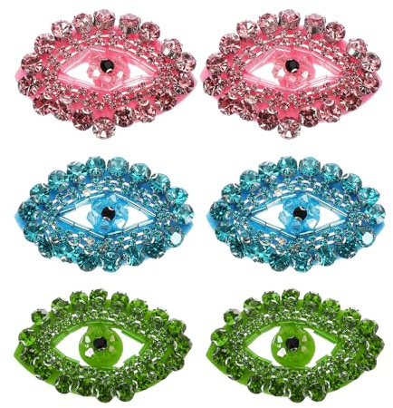 PATIKIL Augen Strass-Patches, 6 Stück Augen-Patches zum Aufnähen Applikations-Patches Strass-Applikation Glitzer Kristall-Patches für Schuhe Kleidung Hosen Taschen, Rot, Grün, Blau