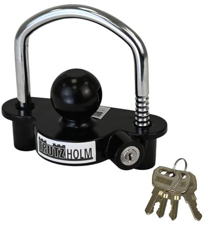 TRUTZHOLM Anhängerschloss passend für gängige Anhängerkupplung mit 4 Schlüsseln Diebstahlschutz Wohnwagen Abschleppsperre Anhängerkugelsperrkupplung | Einfache Montage