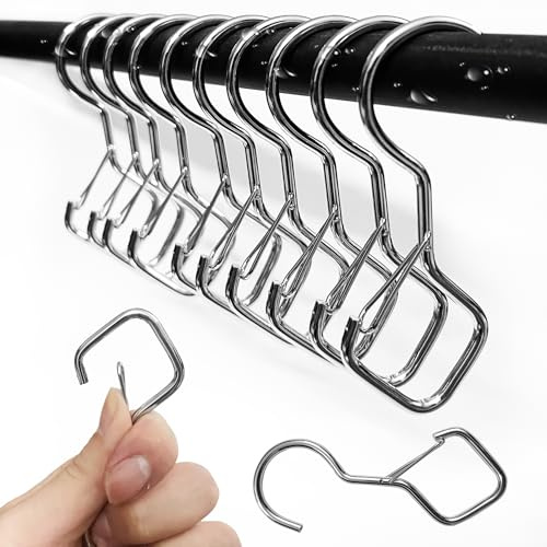 10 Stück, S-förmige Metall Haken, S Haken Klein Schwerlasthaken, S Haken mit Sicherheitsschnalle, geeignet für Küche, Garten, für hängende Töpfe und Pfannen, Kaffeetassen, Kleidung, Pflanzen(Silbrig).