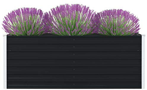 ShGaxin Jardinera elevada Acero galvanizado Gris Antracita 160x80x45 cm, Macetas Exterior, Jardineras Exterior, Raised Bed, Jardinera Balcon, Macetas Balcon - 47013