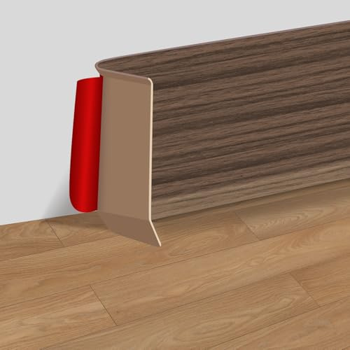 Rodapié autoadhesivo de vinilo, 5 m, borde de zócalo flexible de 10 cm de ancho, moldura de pared para base de pared de suelo y más ahumado
