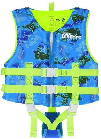 Schwimmweste ‎Kinder Neopren Weste, Ideale Kleinkinder Schwimmhilfe Badeanzug Assist Bademode Schwimmtraining mit Einstellbare Sicherheits Straps für Mädchen Jungen - Blau, M (4-6 Jahre)
