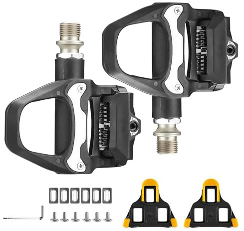 Klickpedale für Rennräder, Fahrradpedale, Rennradpedale, Fahrrad Pedale, Metallpedal, Cleats-Set mit Stollen, Rennrad Pedale, Fahrradpedale und Cleats Kompatibel mit Shimano