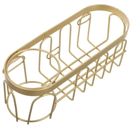 MUELODSIC Kitchen Sink Sponge Holder and Dish Brush Rack, 2-in-1 Golden Iron Wire Hanging Sink Organizer with Draining Sponge Drying Rack for Kitchen and Bathroom