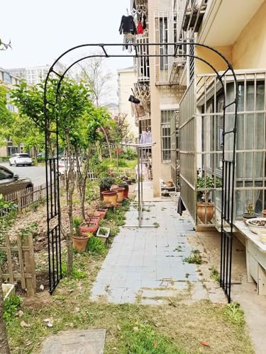 Pérgola grande de metal para jardín, arco, 3,2 m, para plantas trepadoras, color negro