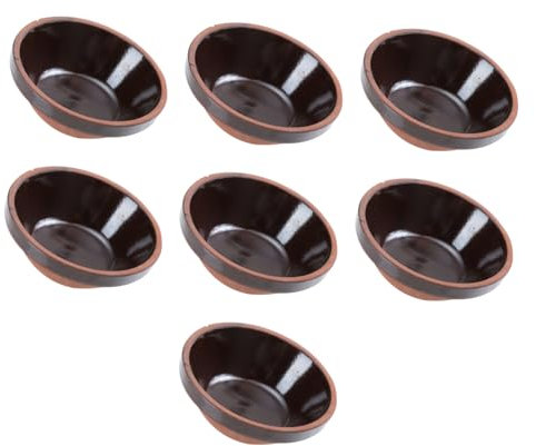 OFFSCH Cuencos De Barro Cerámico Para Huevos Al Vapor y Sopa, Tamaño Mediano, Color Natural, Resistente y Fácil De Limpiar, Adecuado Para Uso Doméstico y Restauración, Pack De 7 Unidades