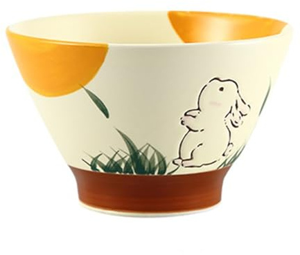 XNSHUN Müslischalen Aus Keramik, Hasenmotiv Frühstück Schalen, Ramenschüssel Suppenschüssel, Servierschalen Set Für Suppe, Salat, Suppe, Cornflakes (480ML)