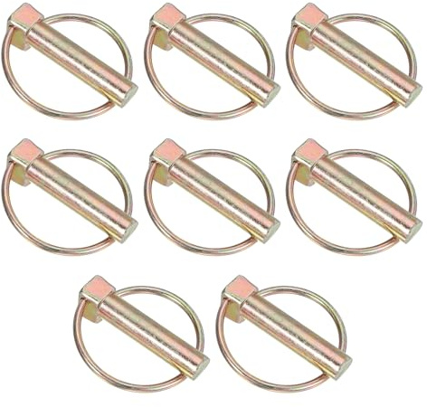 PATIKIL M12x50 mm Perno Di Sicurezza Per Trattore Con Anello, 8 Pz Kit Assortimento Resistente Perno Di Blocco Clip Per Trattori Rimorchio Camion Agricoli Tosaerba, Rosa Oro