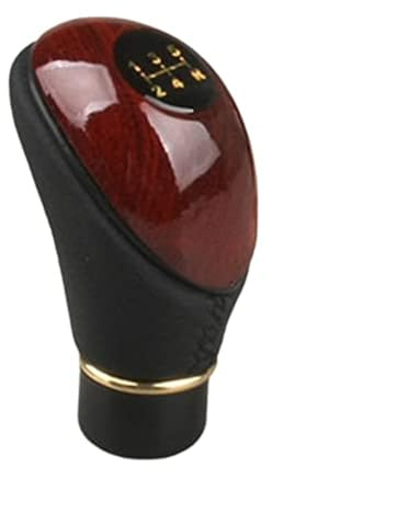 Perilla de Palanca de Cambios Manual de Cuero PU de Madera, Perilla 5 velocidades Universal para Coche, Pieza Repuesto, Cabezal de Palanca de Cambios Pomo Palanca Cambios(Black1)