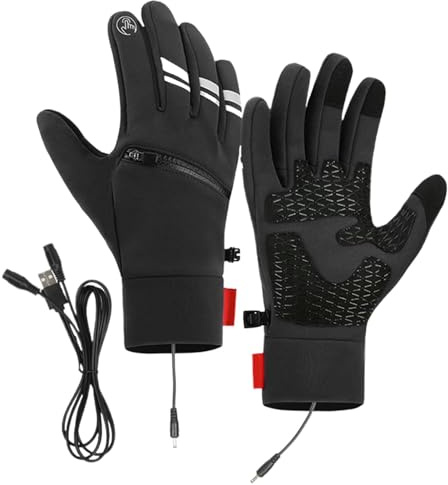 Usb Heated Gloves - Flexibility Kids Ski Gloves | Waterproof Fabric Full Finger Heating Gloves | Usb Heating Gloves for Cycling | Windproof Thermal Kids Gloves for Men and Women