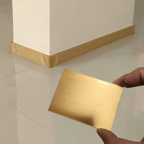 Plinthe Plinthes Murales Dorées, Couvre-plinthes De 8cm Pour Rénovation De Maison, Soubassement En Aluminium Métallique/Plinthe Avec Accessoires De Fixation(L 140cm(55in),1 Pack)