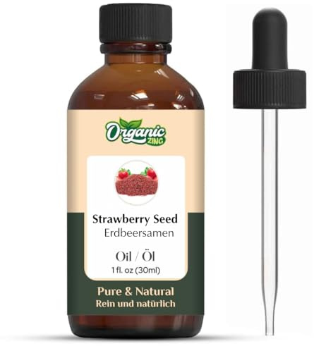 Organic Zing Aceite de semilla de fresa (Fragaria × piña) | Aceite de transporte puro y natural para masaje, cuidado del cabello, 30 ml